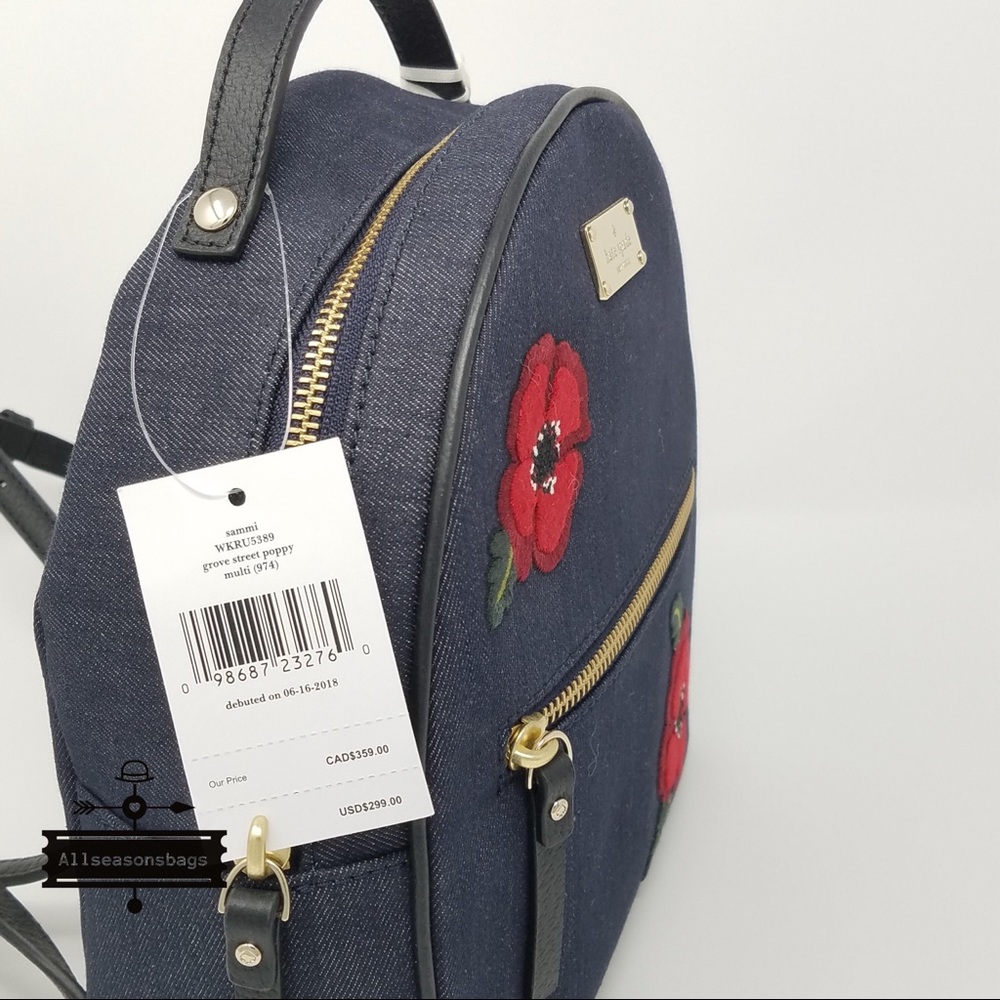 Kate spade denim poppy Sammi grove Street backpack - Picture 2 of 8